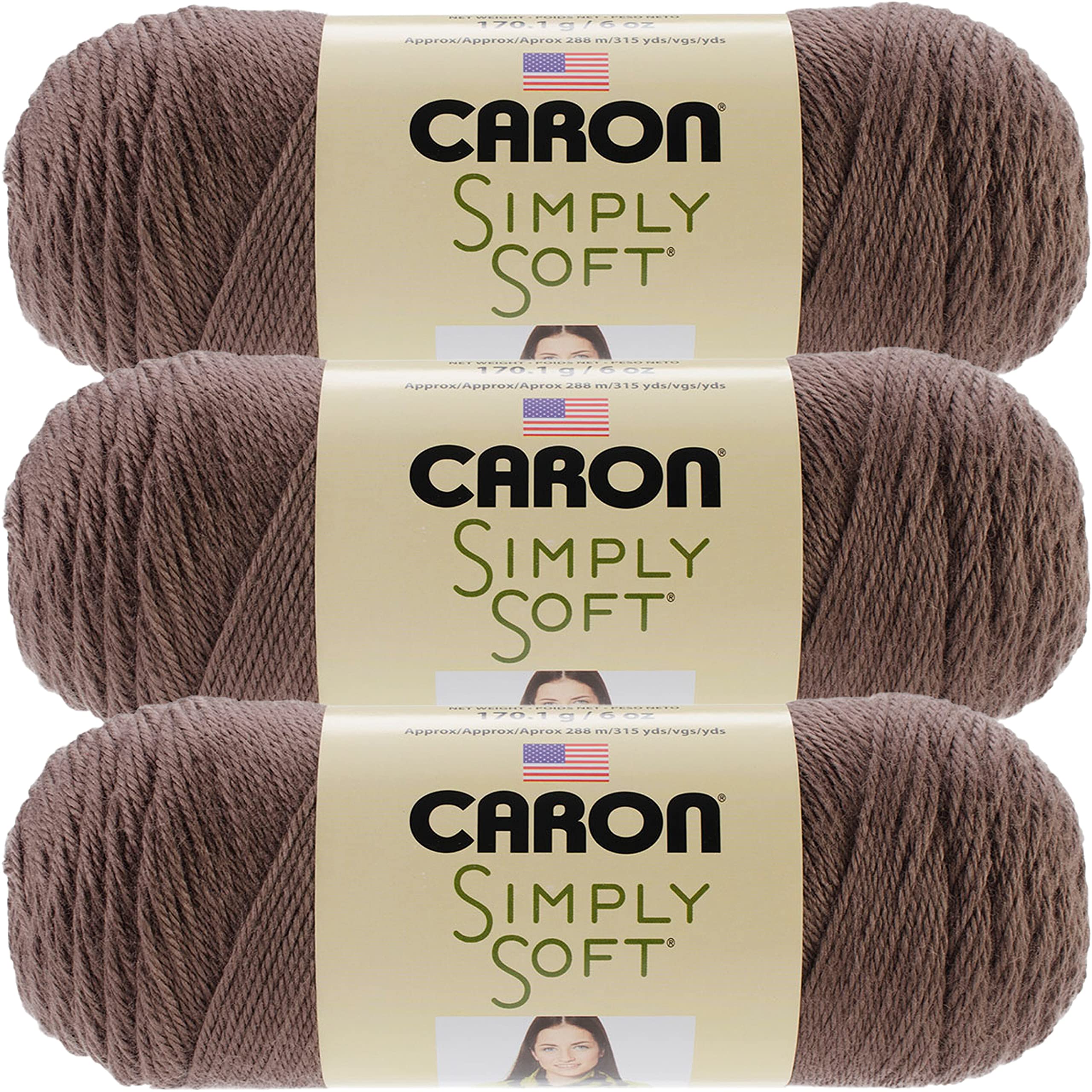 Amazon.com: Caron Simply Soft Yarn Solids (3-Pack) Taupe H97003-9783